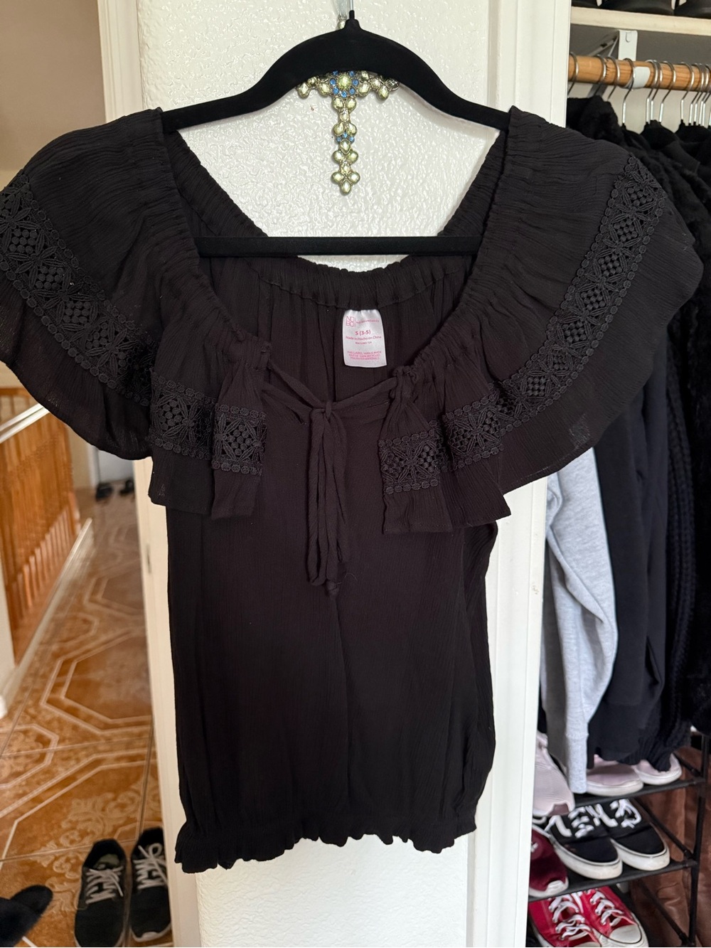 Black Ruffled Top